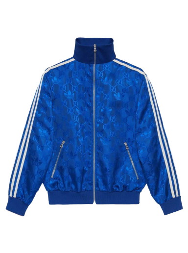 Dzsekik Gucci adidas x GG Trefoil Jacquard Jacket Kék | 705756 ZAJFW 4153