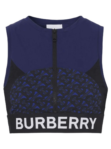 Crop topok Burberry Tb Monogram Print Zipped Crop Top Sötétkék | 8047656