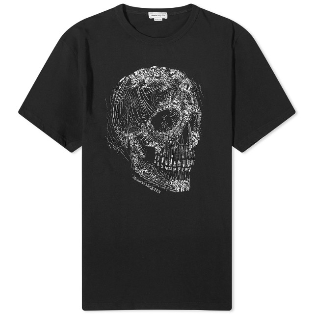Póló Alexander McQueen Crystal Skull Print T-Shirt Fekete | 776288QTAAH-0520