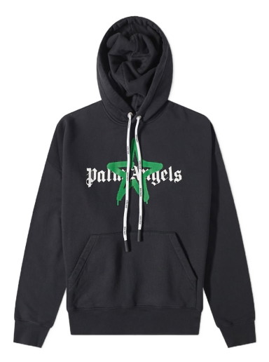 Sweatshirt Palm Angels Star Sprayed Logo Popover Hoody Fekete | PMBB058C99FLE0071055