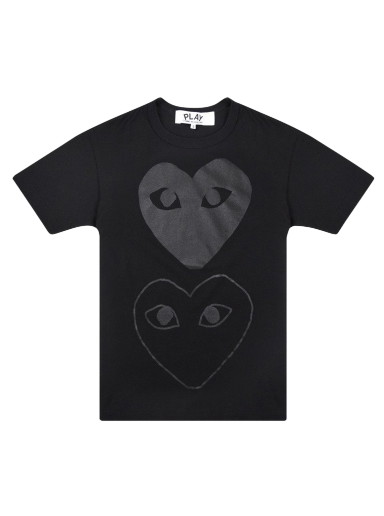 Póló Comme des Garçons PLAY Double Hearts T-Shirt Fekete | AZ T194 051 1