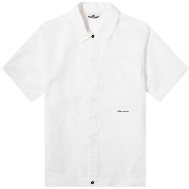 Ing Stone Island Cotton Canvas Shorts Sleeve Shirt Fehér | 801511809-V0001