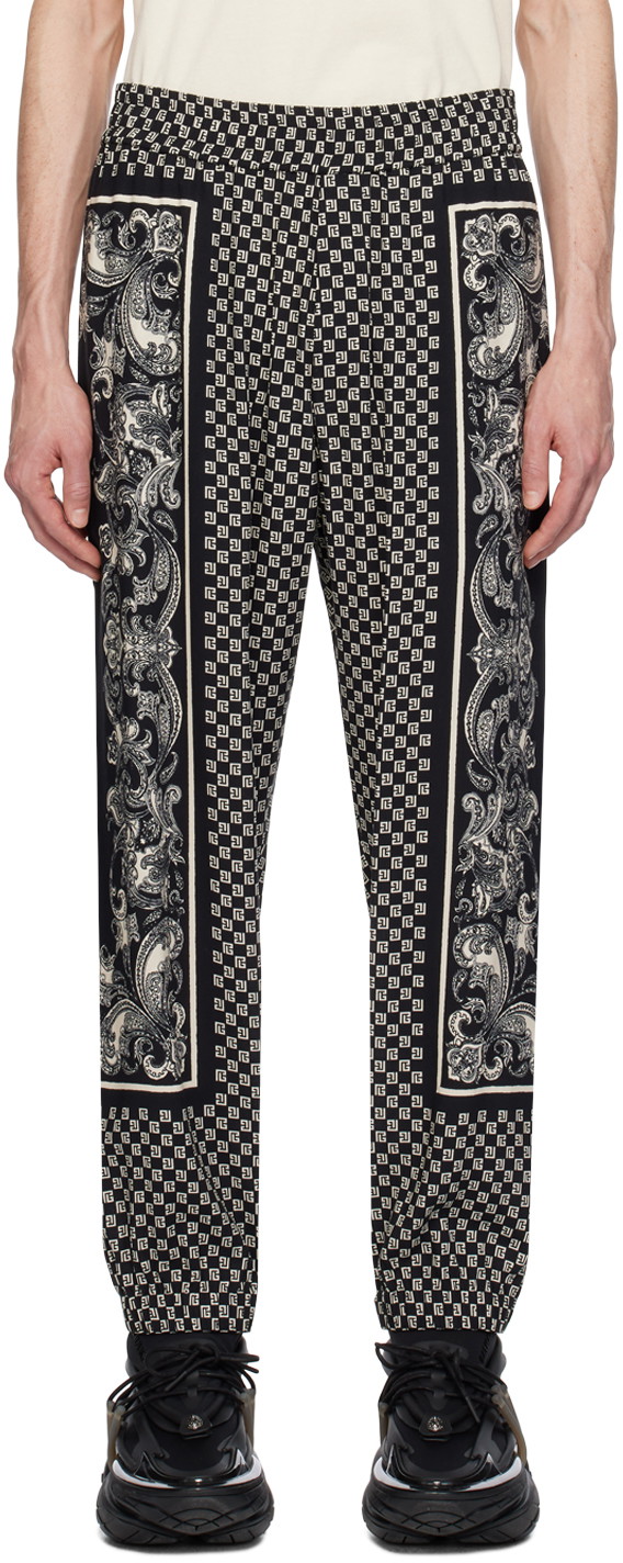 Nadrág Balmain Mini Monogram Trousers Fekete | CH1PO092VE27