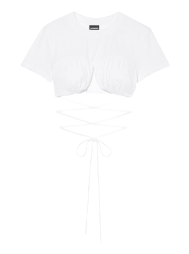 Crop topok Jacquemus Le T-Shirt Baci Crop Top Fehér | 211JS001 2160 100