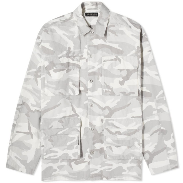 Dzsekik Balenciaga Camo Cargo Shirt Jacket Szürke | 681008-TQLA7-1400