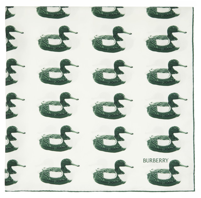 Sálak és kendők Burberry Duck Print Scarf Green / White Fehér | 8077653