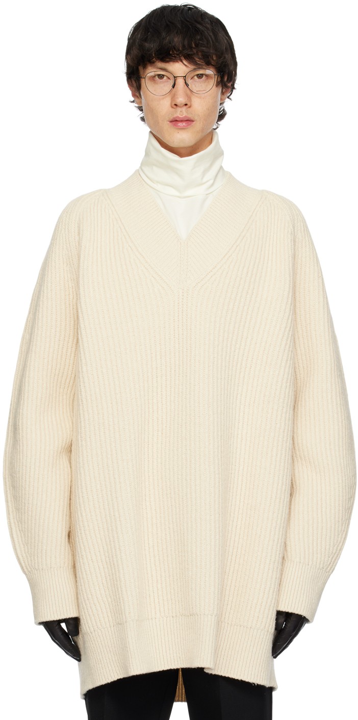 Pulóver Jil Sander V-Neck Sweater Fehér | J22GP0192_J14698, 0