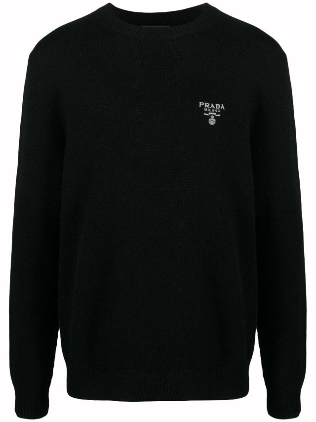 Pulóver Prada Cashmere Logo Knitwear Fekete | UMB424S22211LM