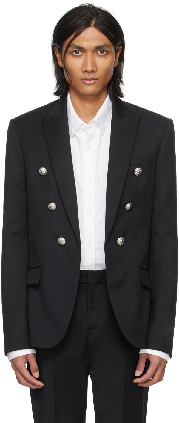 Kabátok Balmain Open Front Blazer Fekete | CH1SG075WB12