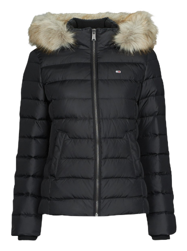 Puff dzsekik Tommy Hilfiger BASIC HOODED DOWN JACKET Fekete | DW0DW08588-BDS