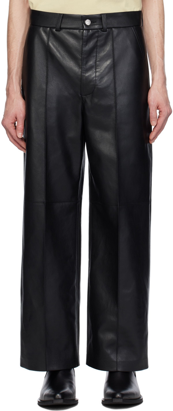 Nadrág Nanushka Dax Regenerated Leather Trousers Fekete | NM24RSPA00599