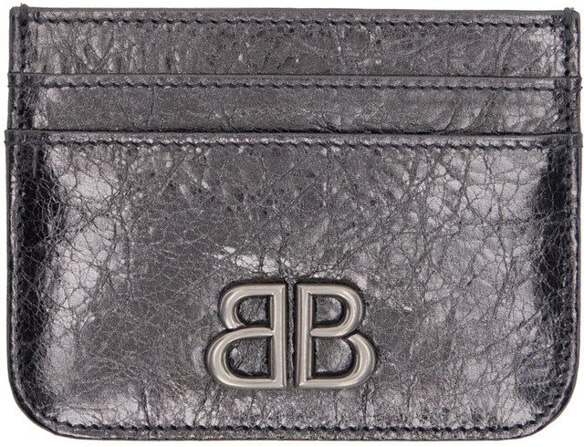 Pénztárca Balenciaga Monaco Metallized Card Holder Fekete | 765463 2AAYQ