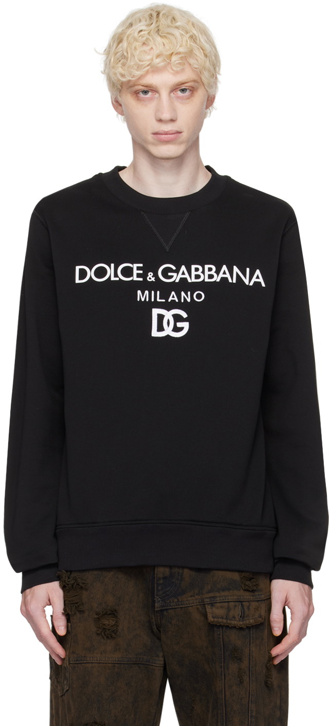 Sweatshirt Dolce & Gabbana Black Embroidered Sweatshirt Fekete | G9ACGZFU7DU