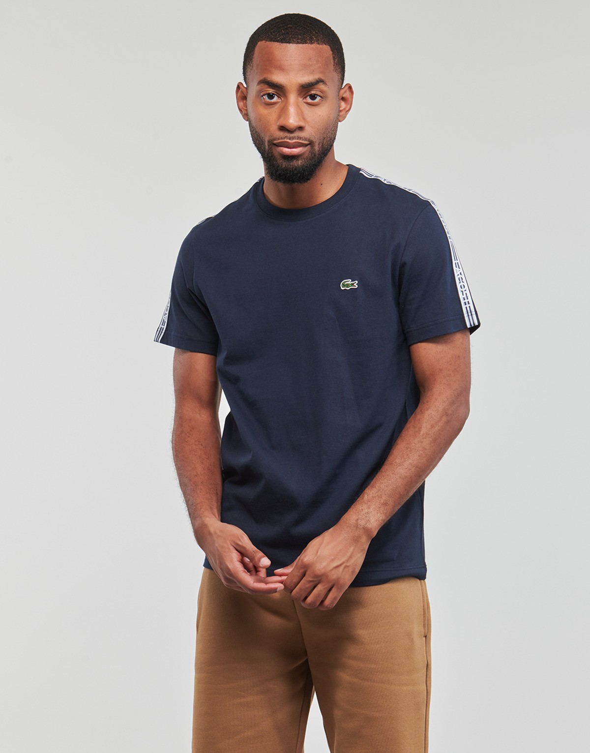 Pólóingek Lacoste Regular Fit Logo Stripe T-shirt Sötétkék | TH5071-166, 1