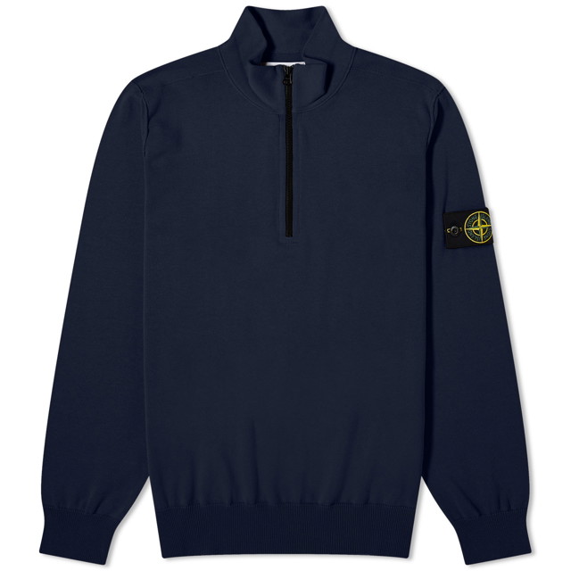 Pulóver Stone Island Soft Cotton Half Zip Knit Sötétkék | 7815543B2-V0020