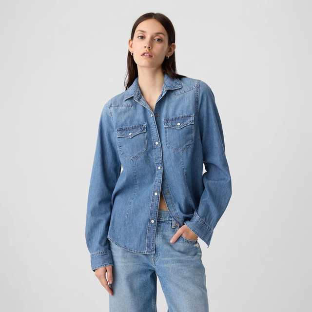 Ing GAP Denim Shirt Medium Wash Kék | 796264-01