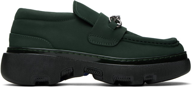 Ruházat Burberry Green Nubuck Creeper Clamp Loafers Zöld | 8077384