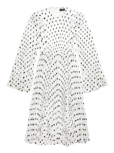 Ruha Balenciaga Hand Drawn Polka Dot Pleated Dress Fehér | 725088TNLD99040