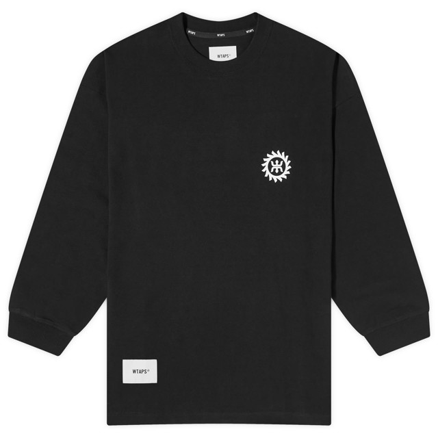 Póló WTAPS 19 Long Sleeve Printed Fekete | 241ATDT-CSM19-BLK