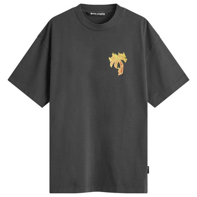 Póló Palm Angels Burning Palm T-Shirt Fekete | PMAA002F24JER0111076