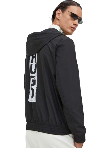 Dzsekik BOSS Water-repellent Vertical Logo Hooded Jacket Fekete | 50493643