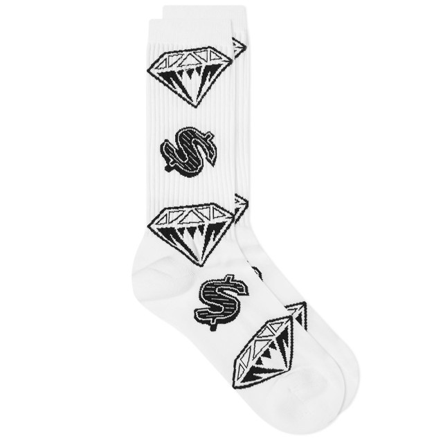 Zoknik és harisnyanadrágok BILLIONAIRE BOYS CLUB Diamonds & Dollars Socks Fehér | B23462-WHT