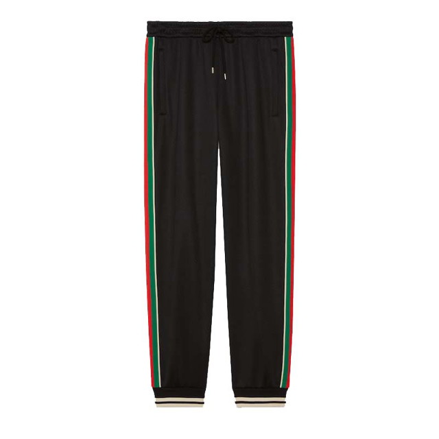 Nadrág Gucci Technical Jersey Track Pants Black Fekete | 698426XJEES1152