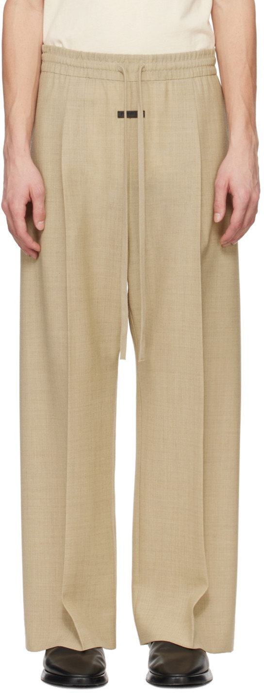 Beige Wide-Leg Trousers