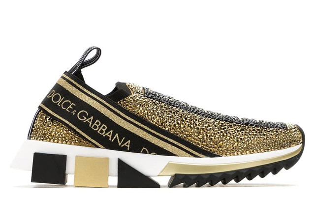 Sneakerek és cipők Dolce & Gabbana Sorrento Slip On Gold Crystal W Zöld | CK1644AZ293