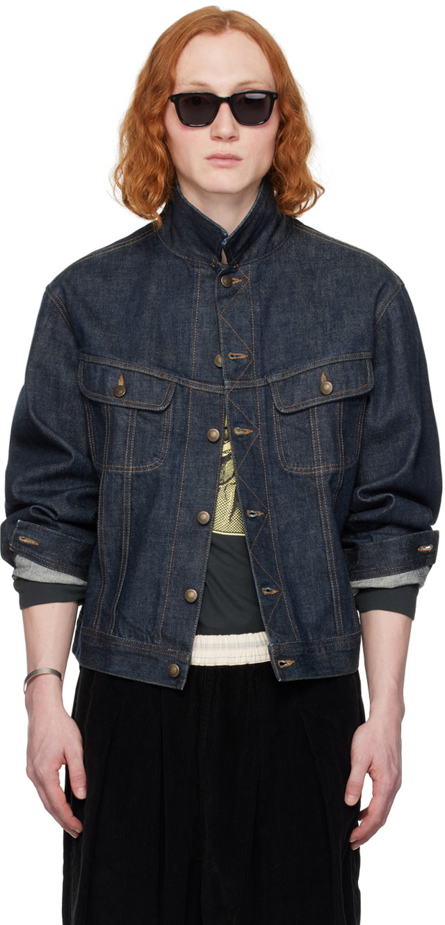 Dzsekik Maison Margiela Contrast Denim Jacket Sötétkék | S50AM0609 S30879