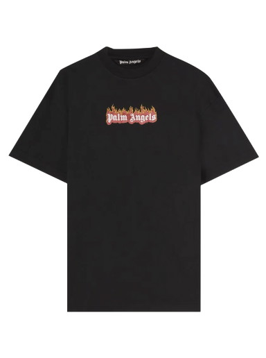 Póló Palm Angels Burning Logo Tee Fekete | PMAA072F22JER0041001