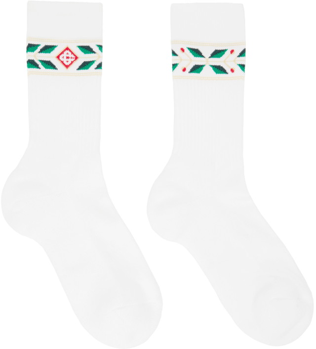 Zoknik és harisnyanadrágok Casablanca Laurel Sport Socks Fehér | APS24-ACC-010-03