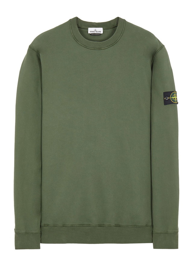 Pulóver Stone Island Brushed Cotton Fleece Crewneck Zöld | 751563020v0055-9382