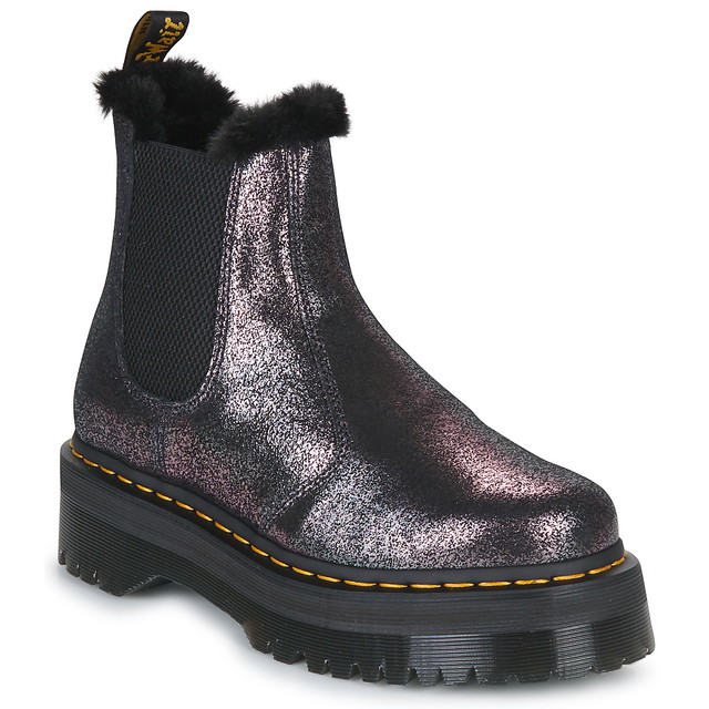 Sneakerek és cipők Dr. Martens 2976 Quad Fur Lined Distressed Metallic Fekete | 27956012