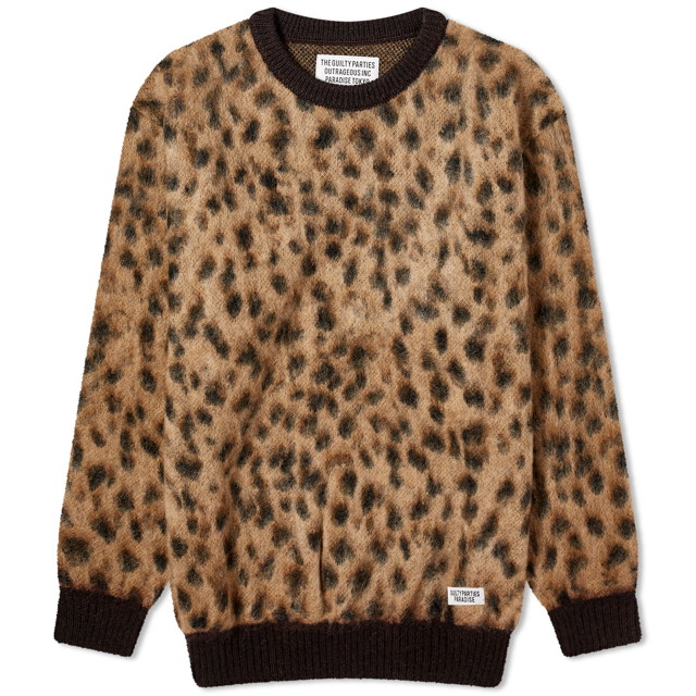 Pulóver WACKO MARIA Leopard Mohair Knitted Jumper Barna | 23FW-WMK-KN12-BGE