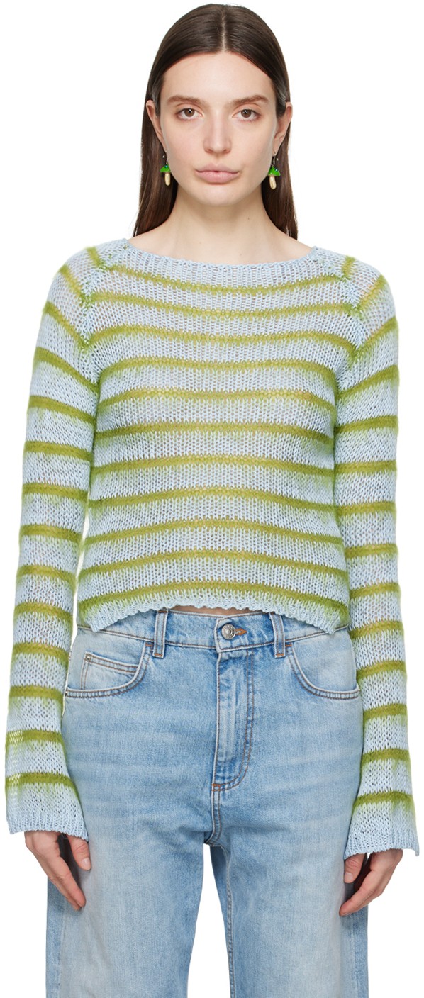 Pulóver Marni Striped Sweater Zöld | GCMD0512Q0 UFCB21