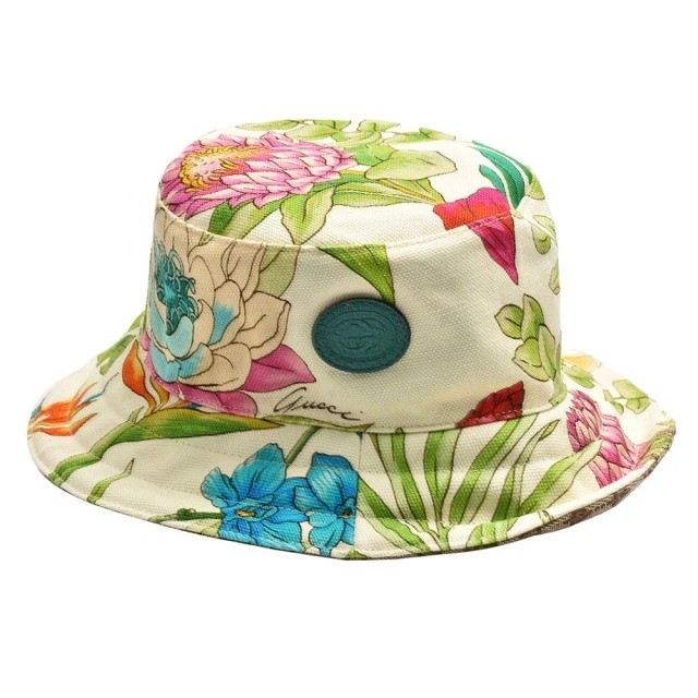 Kalapok Gucci GG Supreme Reversible Bucket Hat Floral Multi / Beige Többszínű | 697361 3HAKP 9066