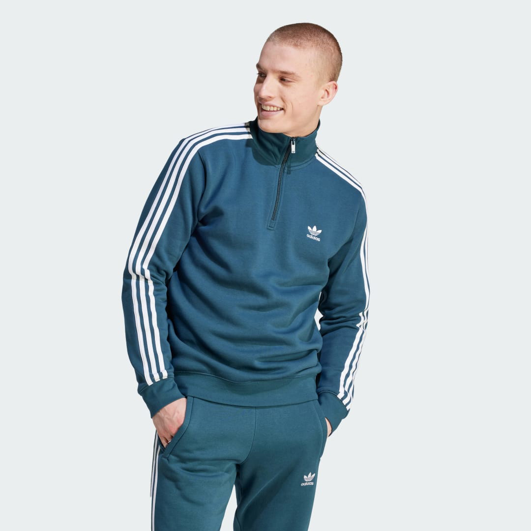Sweatshirt adidas Originals Adicolor Classics 3-Stripes Half-Zip Sweatshirt Türkizkék | IL2500, 1