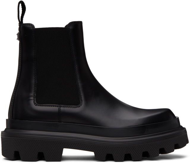 Sneakerek és cipők Dolce & Gabbana Black Pull-Loop Chelsea Boots Fekete | A60565AB640