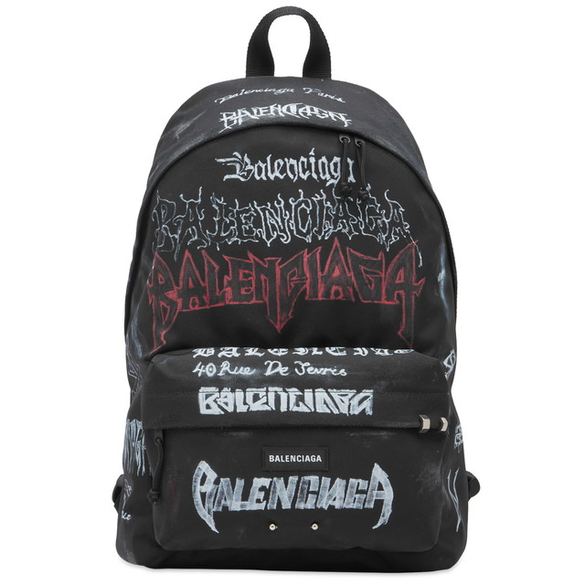 Hátizsákok Balenciaga Metal Logo Explorer Backpack Fekete | 503221-2AAXY-1000