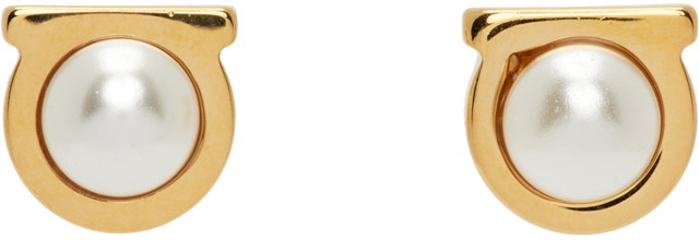 Fülbevaló FERRAGAMO Gancini Pearl Earrings "Gold" Fémes | 760121 - 696454