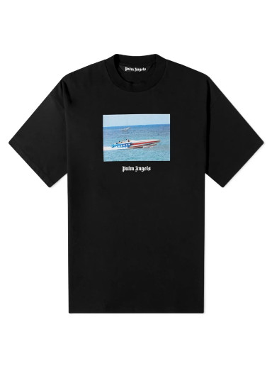 Póló Palm Angels Getty Speedboat Tee Fekete | PMAA001S23JER0031001