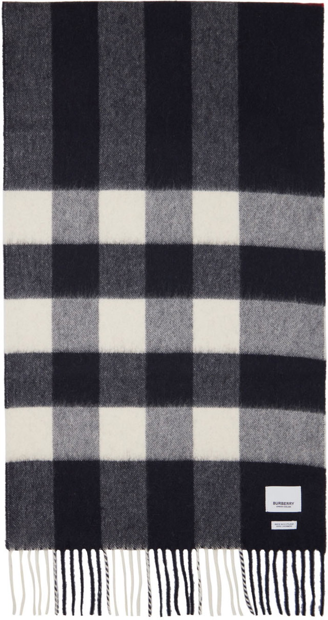 Sálak és kendők Burberry Check Scarf Navy & White Sötétkék | 8015553