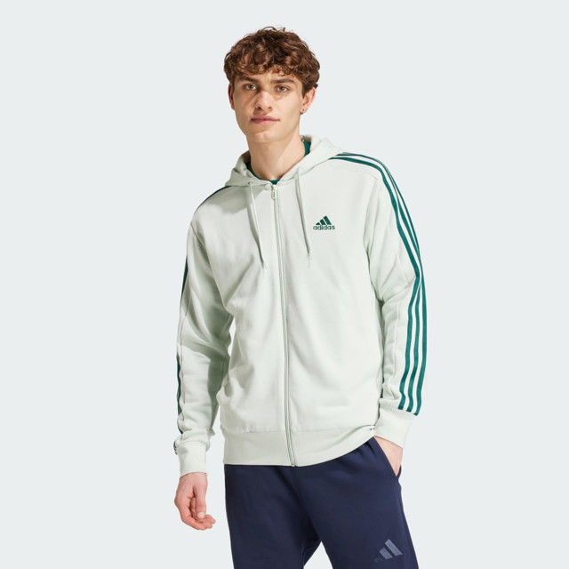 Sweatshirt adidas Performance Essentials French Terry 3-Stripes Full-Zip Fehér | IX0174