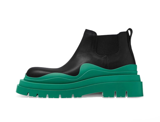 Sneakerek és cipők Bottega Veneta Tire Boot Mid Black Acid Turquoise Zöld | 630281VBS501489
