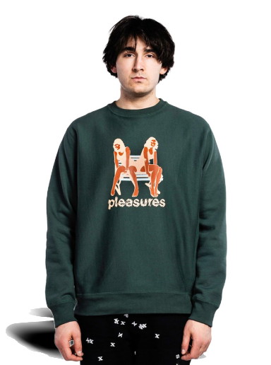 Sweatshirt Pleasures Bench Premium Crewneck Zöld | P21W048-GREEN