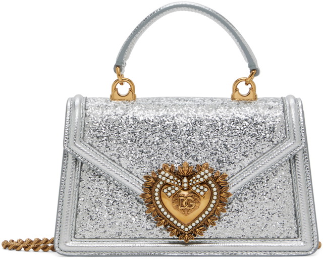 Kézitáskák Dolce & Gabbana Silver Small Devotion Top Handle Bag Fémes | BB6711 AN586