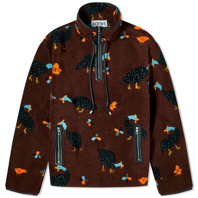 Dzsekik Loewe Bird Print Fleece Anorak Barna | H526Y52J04-3424