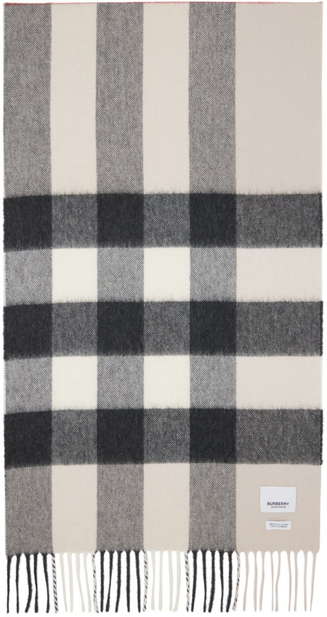 Sálak és kendők Burberry Check Scarf Gray / White Szürke | 8015550