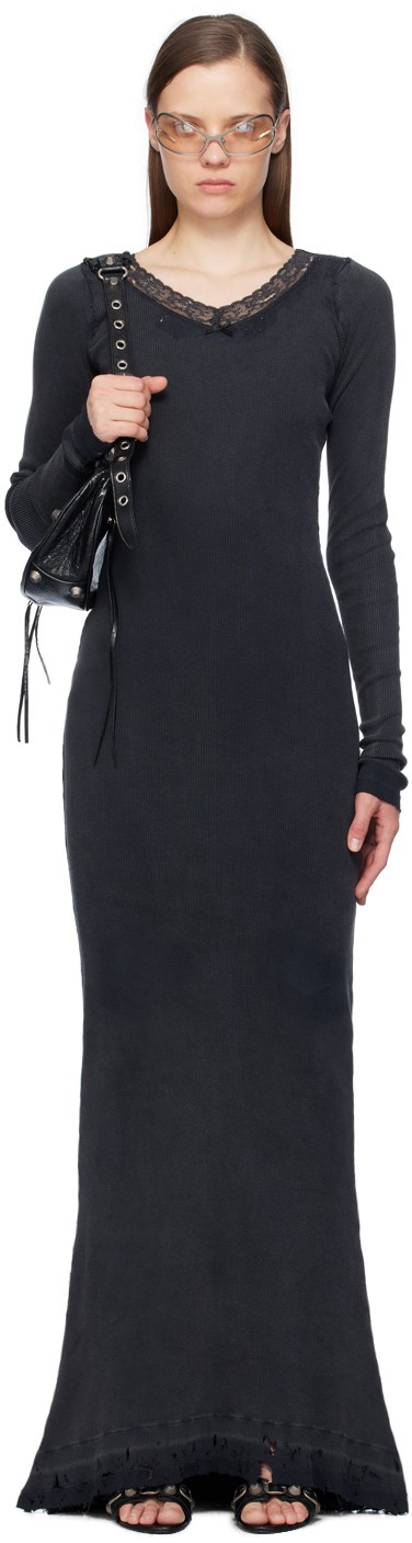 Ruha Balenciaga Black Lingerie Maxi Dress Fekete | 791803 TQVE1